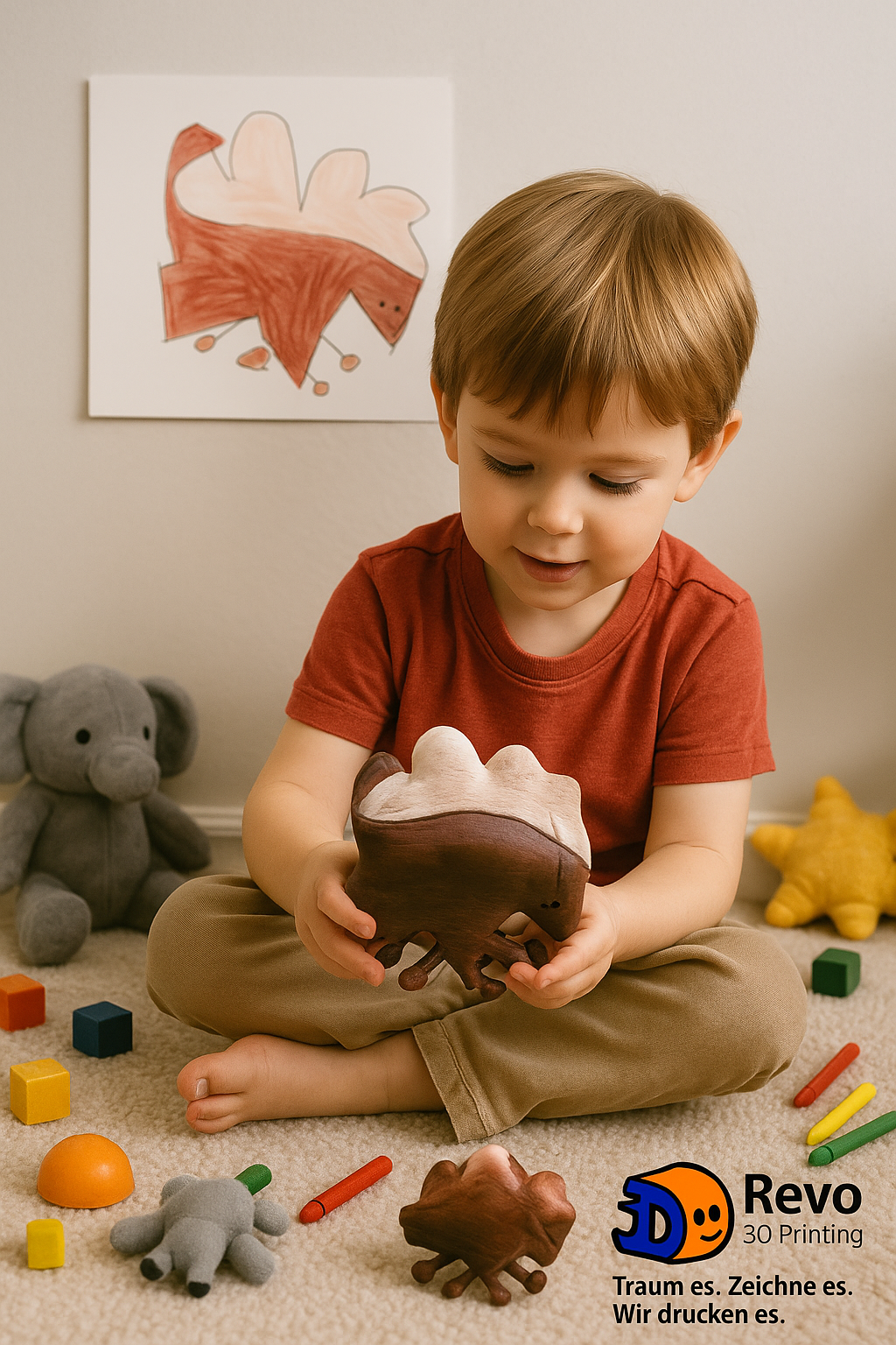 Kinderzeichnungen in 3D-gedrucktes Spielzeug verwandeln: Ein magisches Erlebnis mit revo3dprint ( ohne Ständer)