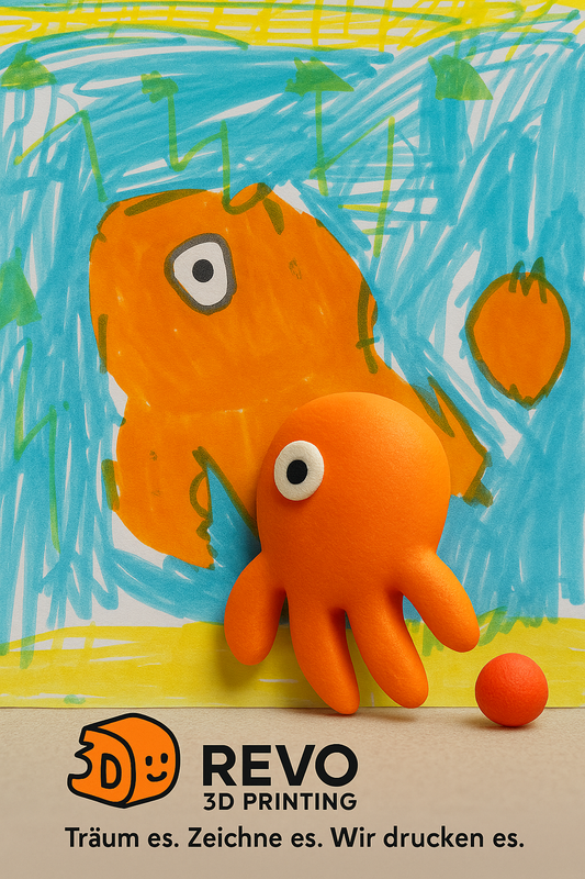 Kinderzeichnungen in 3D-gedrucktes Spielzeug verwandeln: Ein magisches Erlebnis mit revo3dprint ( ohne Ständer)